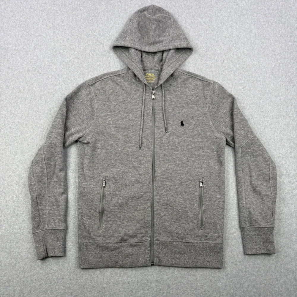Polo Ralph Lauren Hoodie‎ Mens Small Gray Performance Full Zip Knit Pony Logo